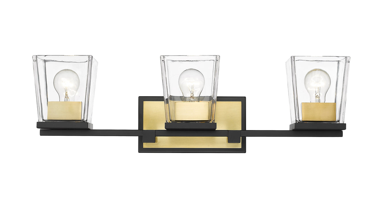 Vanity Z-Lite 475-3V-MB-OBR Matte Black + Olde Brass Bleeker Street 3 Light Vanity Z-Lite