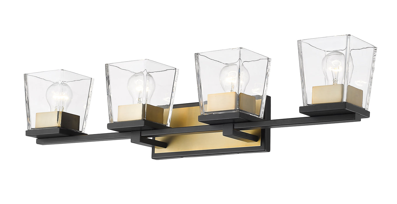 Vanity Z-Lite 475-4V-MB-OBR Matte Black + Olde Brass Bleeker Street 4 Light Vanity Z-Lite