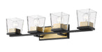 Vanity Z-Lite 475-4V-MB-OBR Matte Black + Olde Brass Bleeker Street 4 Light Vanity Z-Lite