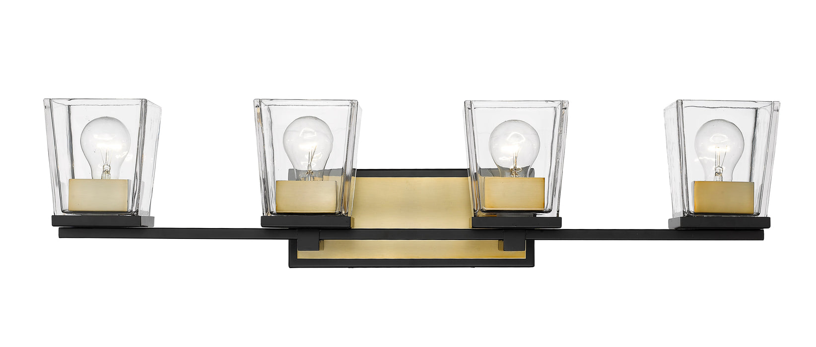Vanity Z-Lite 475-4V-MB-OBR Matte Black + Olde Brass Bleeker Street 4 Light Vanity Z-Lite