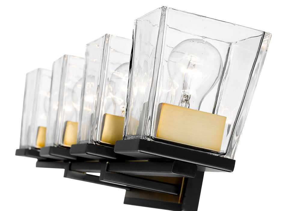 Vanity Z-Lite 475-4V-MB-OBR Matte Black + Olde Brass Bleeker Street 4 Light Vanity Z-Lite