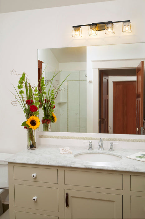 Vanity Z-Lite 475-4V-MB-OBR Matte Black + Olde Brass Bleeker Street 4 Light Vanity Z-Lite