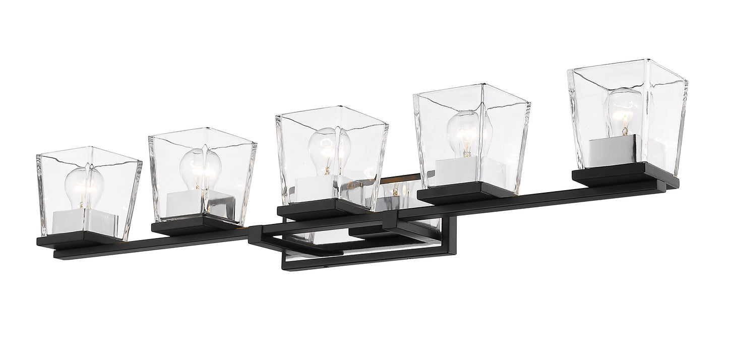 Vanity Z-Lite 475-5V-MB-CH Matte Black + Chrome Bleeker Street 5 Light Vanity Z-Lite