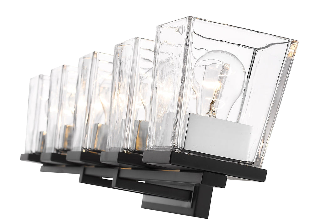 Vanity Z-Lite 475-5V-MB-CH Matte Black + Chrome Bleeker Street 5 Light Vanity Z-Lite