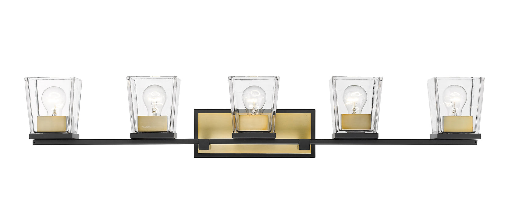 Vanity Z-Lite 475-5V-MB-OBR Matte Black + Olde Brass Bleeker Street 5 Light Vanity Z-Lite