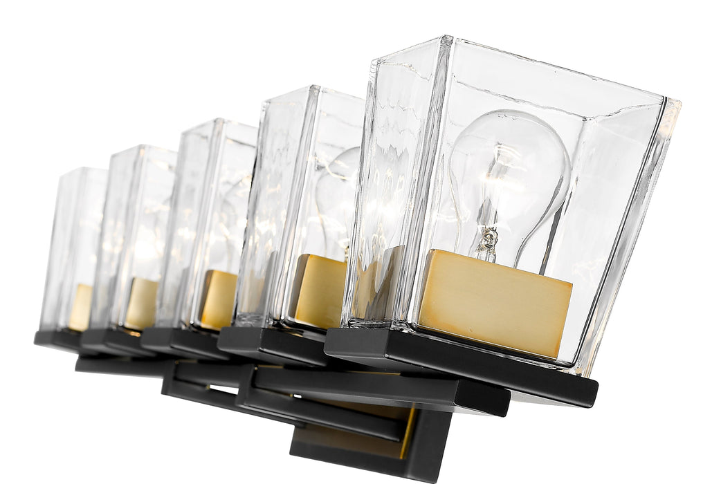 Vanity Z-Lite 475-5V-MB-OBR Matte Black + Olde Brass Bleeker Street 5 Light Vanity Z-Lite