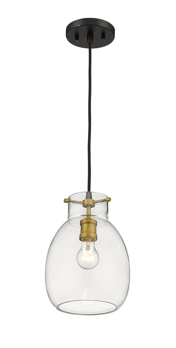 Pendant Z-Lite 476MP-MB-OBR Matte Black + Olde Brass Bella 1 Light Pendant Z-Lite