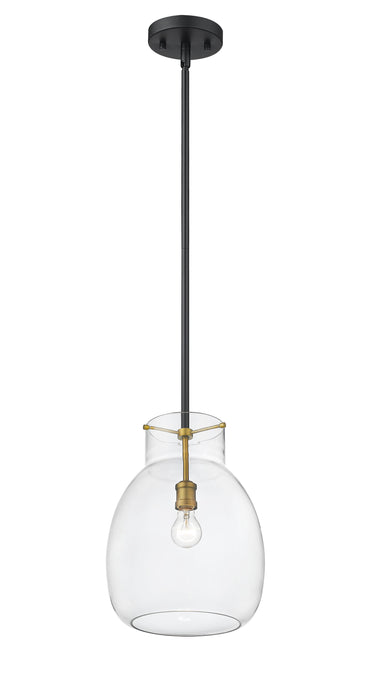 Pendant Z-Lite 476P-ROD-MB-OBR Matte Black + Olde Brass Bella 1 Light Pendant Z-Lite