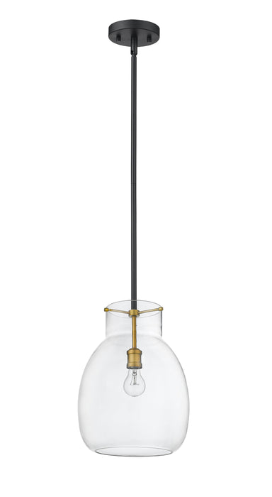 Pendant Z-Lite 476P-ROD-MB-OBR Matte Black + Olde Brass Bella 1 Light Pendant Z-Lite