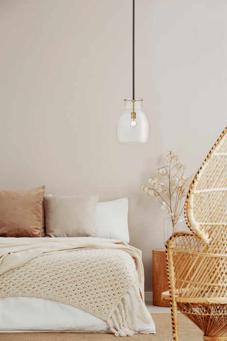 Pendant Z-Lite 476P-ROD-MB-OBR Matte Black + Olde Brass Bella 1 Light Pendant Z-Lite