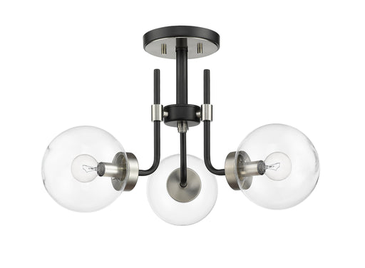 Semi Flush Mount Z-Lite 477-3SF-MB-BN Matte Black + Brushed Nickel Parsons 3 Light Semi Flush Mount Z-Lite