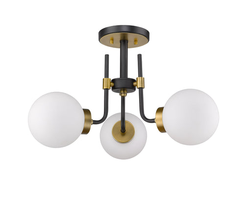 Semi Flush Mount Z-Lite 477-3SF-MB-OBR Matte Black + Olde Brass Parsons 3 Light Semi Flush Mount Z-Lite
