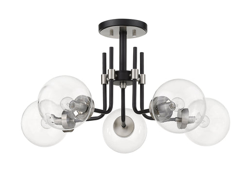 Semi Flush Mount Z-Lite 477-5SF-MB-BN Matte Black + Brushed Nickel Parsons 5 Light Semi Flush Mount Z-Lite