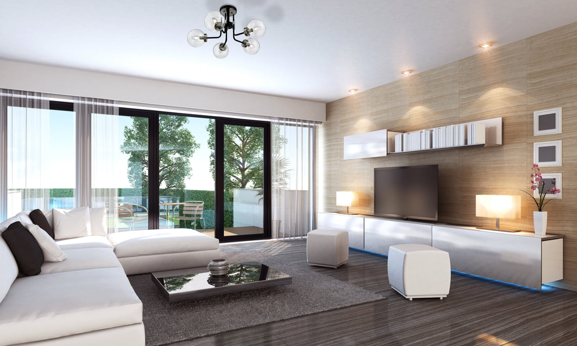 Semi Flush Mount Z-Lite 477-5SF-MB-BN Matte Black + Brushed Nickel Parsons 5 Light Semi Flush Mount Z-Lite