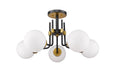 Semi Flush Mount Z-Lite 477-5SF-MB-OBR Matte Black + Olde Brass Parsons 5 Light Semi Flush Mount Z-Lite