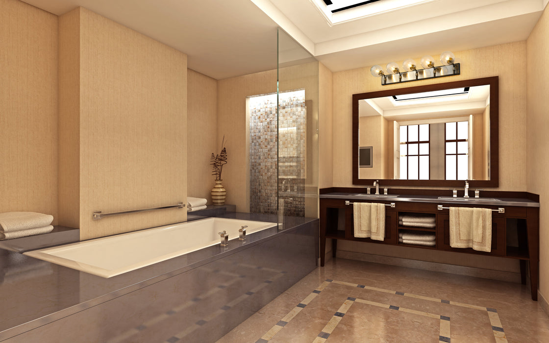 Vanity Z-Lite 477-5V-MB-BN Matte Black + Brushed Nickel Parsons 5 Light Vanity Z-Lite