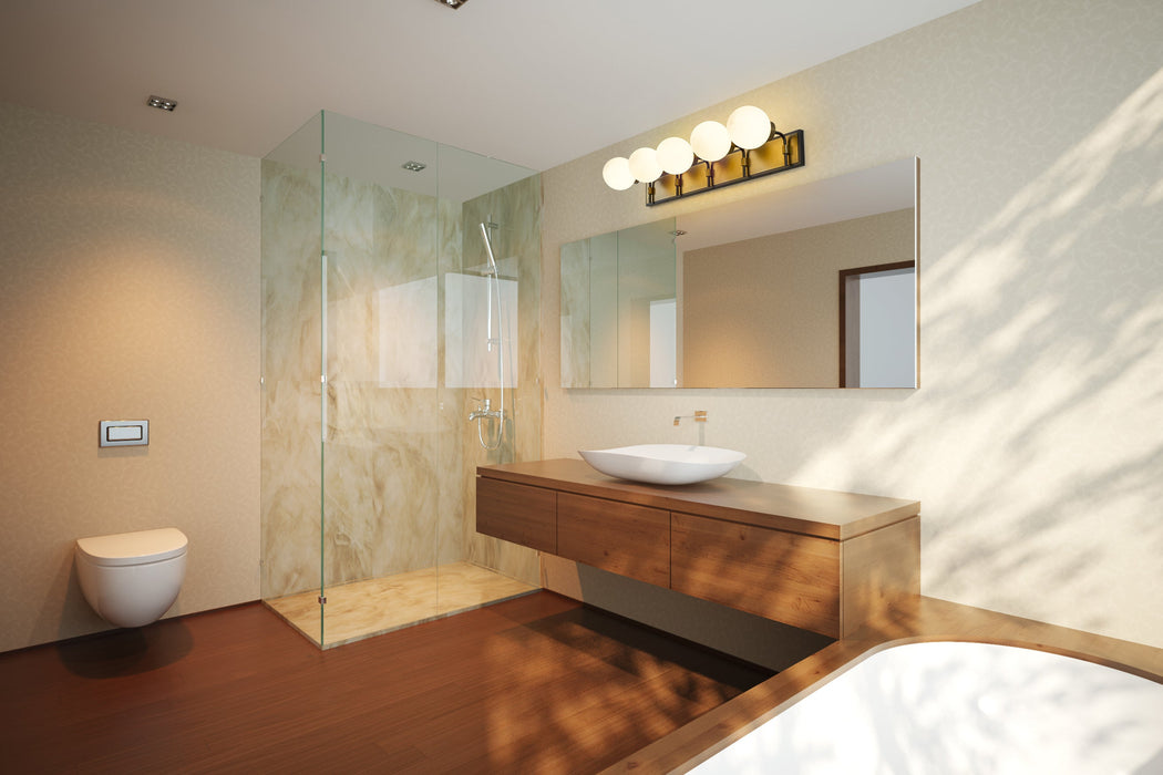 Vanity Z-Lite 477-5V-MB-OBR Matte Black + Olde Brass Parsons 5 Light Vanity Z-Lite