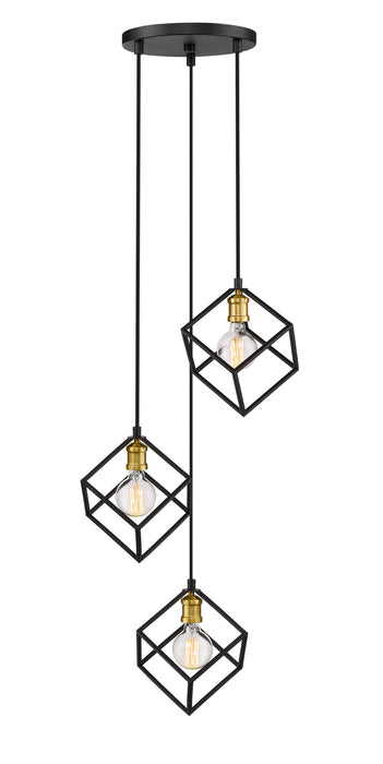 Chandelier Z-Lite 478-3BRZ-OBR Bronze + Olde Brass Vertical 3 Light Chandelier Z-Lite