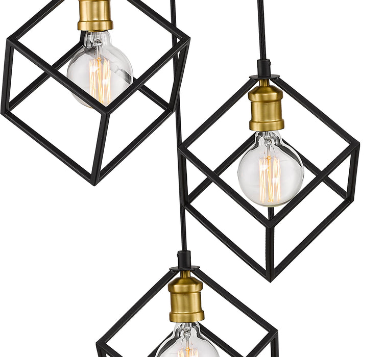 Chandelier Z-Lite 478-3BRZ-OBR Bronze + Olde Brass Vertical 3 Light Chandelier Z-Lite