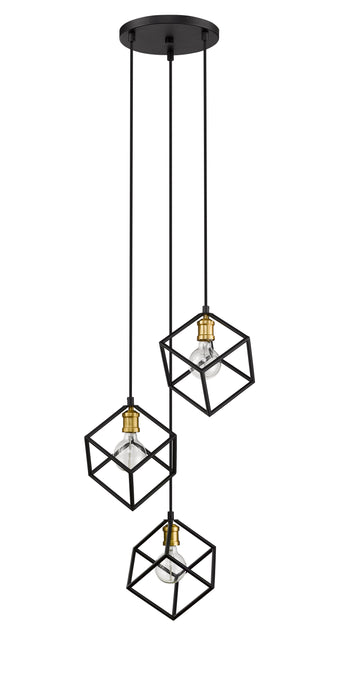 Chandelier Z-Lite 478-3BRZ-OBR Bronze + Olde Brass Vertical 3 Light Chandelier Z-Lite