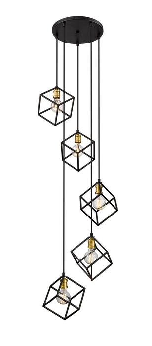 Chandelier Z-Lite 478-5BRZ-OBR Bronze + Olde Brass Vertical 5 Light Chandelier Z-Lite