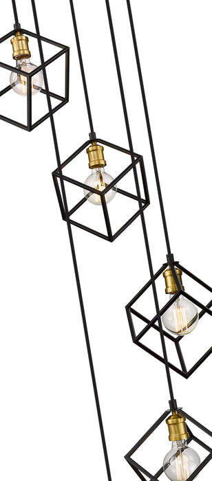 Chandelier Z-Lite 478-5BRZ-OBR Bronze + Olde Brass Vertical 5 Light Chandelier Z-Lite