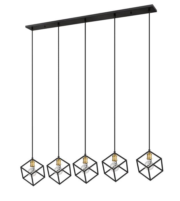 Linear Chandelier Z-Lite 478-5L-BRZ-OBR Bronze + Olde Brass Vertical 5 Light Linear Chandelier Z-Lite