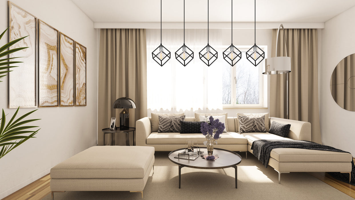 Chandelier Z-Lite 478-5MB-BN Matte Black + Brushed Nickel Vertical 5 Light Chandelier Z-Lite