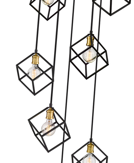 Chandelier Z-Lite 478-7BRZ-OBR Bronze + Olde Brass Vertical 7 Light Chandelier Z-Lite