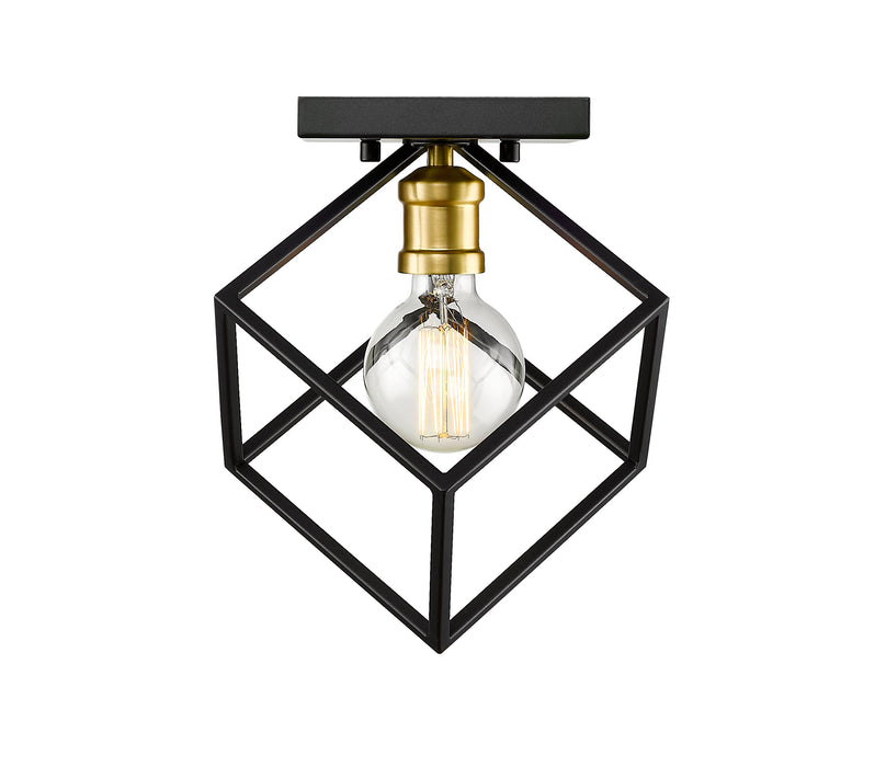 Flush Mount Z-Lite 478F-BRZ-OBR Bronze + Olde Brass Vertical 1 Light Flush Mount Z-Lite