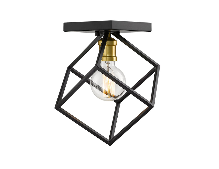 Flush Mount Z-Lite 478F-BRZ-OBR Bronze + Olde Brass Vertical 1 Light Flush Mount Z-Lite