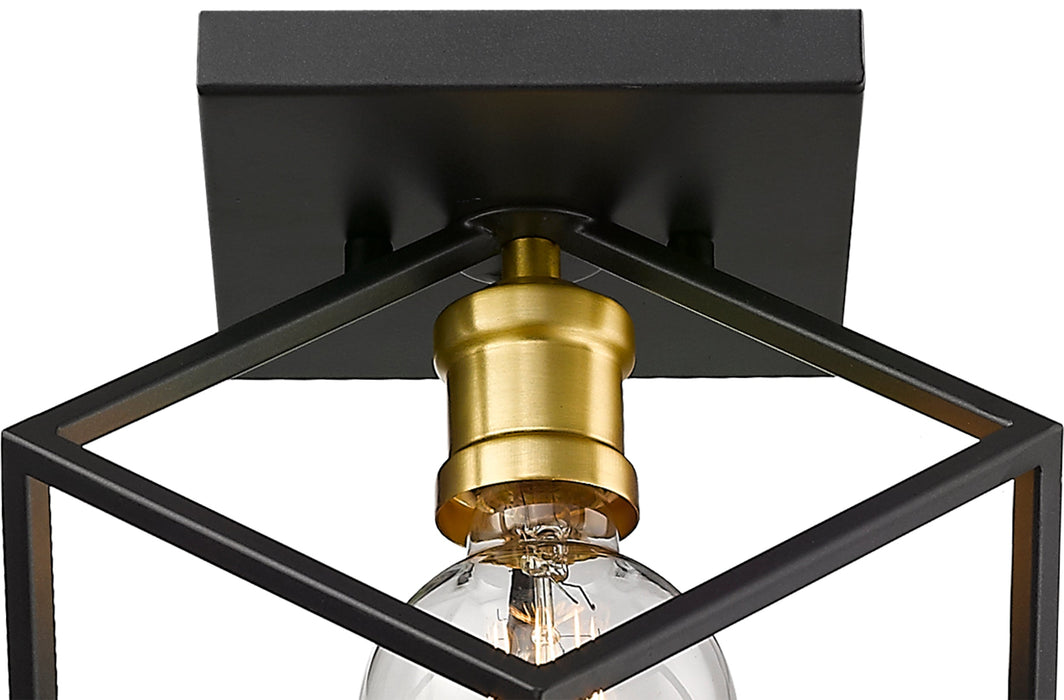 Flush Mount Z-Lite 478F-BRZ-OBR Bronze + Olde Brass Vertical 1 Light Flush Mount Z-Lite