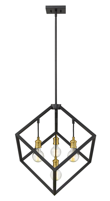 Chandelier Z-Lite 478P24-BRZ-OBR Bronze + Olde Brass Vertical 4 Light Chandelier Z-Lite