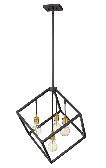 Chandelier Z-Lite 478P24-BRZ-OBR Bronze + Olde Brass Vertical 4 Light Chandelier Z-Lite