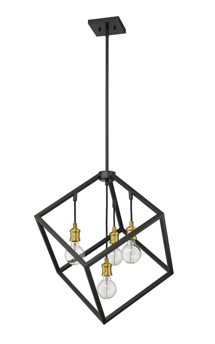 Chandelier Z-Lite 478P24-BRZ-OBR Bronze + Olde Brass Vertical 4 Light Chandelier Z-Lite