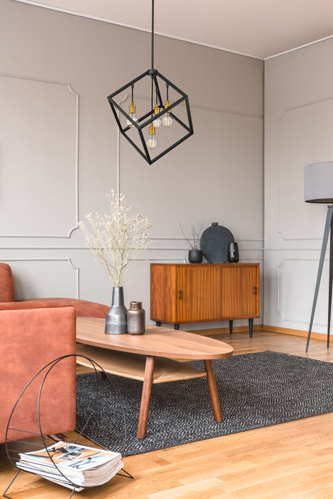 Chandelier Z-Lite 478P24-BRZ-OBR Bronze + Olde Brass Vertical 4 Light Chandelier Z-Lite