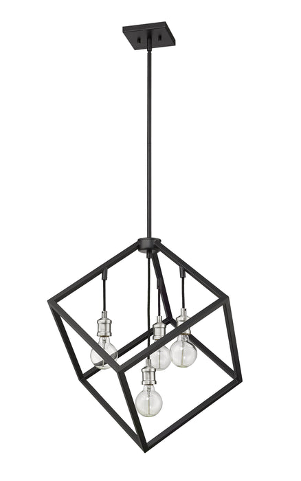 Chandelier Z-Lite 478P24-MB-BN Matte Black + Brushed Nickel Vertical 4 Light Chandelier Z-Lite