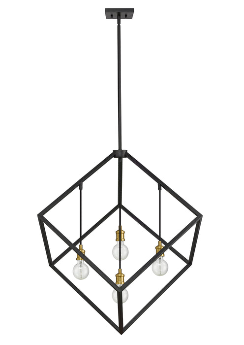 Chandelier Z-Lite 478P34-BRZ-OBR Bronze + Olde Brass Vertical 4 Light Chandelier Z-Lite