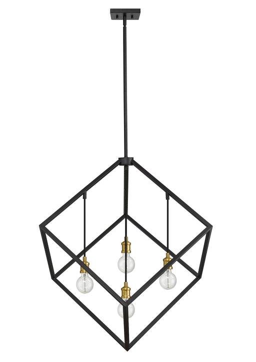 Chandelier Z-Lite 478P34-BRZ-OBR Bronze + Olde Brass Vertical 4 Light Chandelier Z-Lite
