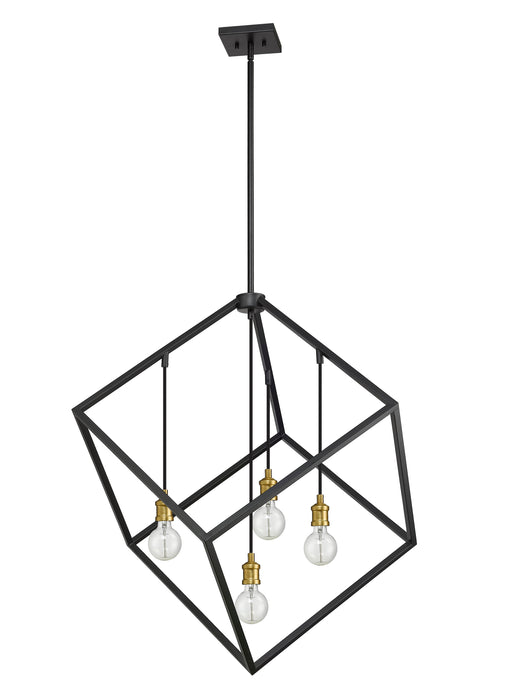 Chandelier Z-Lite 478P34-BRZ-OBR Bronze + Olde Brass Vertical 4 Light Chandelier Z-Lite