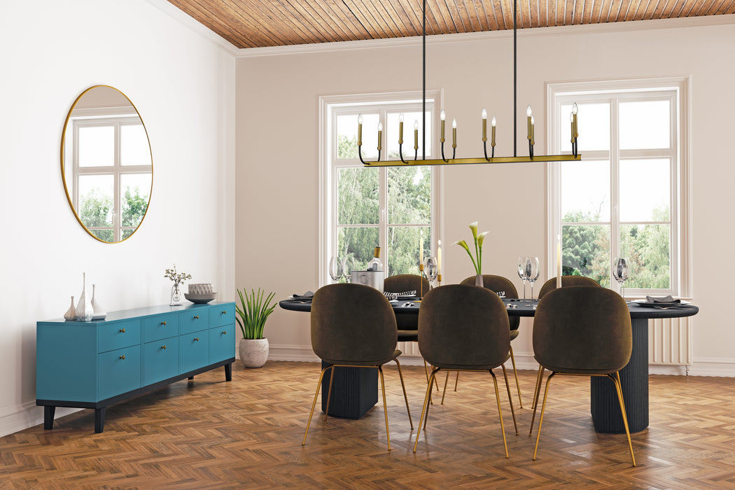 Linear Chandelier Z-Lite 479-12L-MB-OBR Matte Black + Olde Brass Haylie 12 Light Linear Chandelier Z-Lite