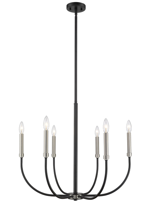 Chandelier Z-Lite 479-6MB-BN Matte Black + Brushed Nickel Haylie 6 Light Chandelier Z-Lite