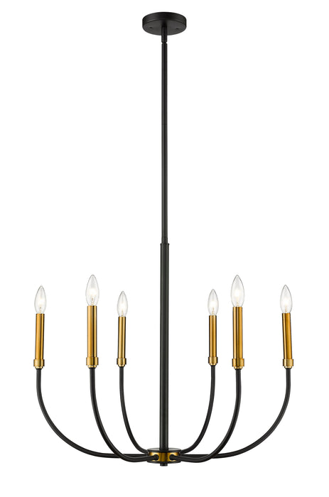 Chandelier Z-Lite 479-6MB-OBR Matte Black + Olde Brass Haylie 6 Light Chandelier Z-Lite