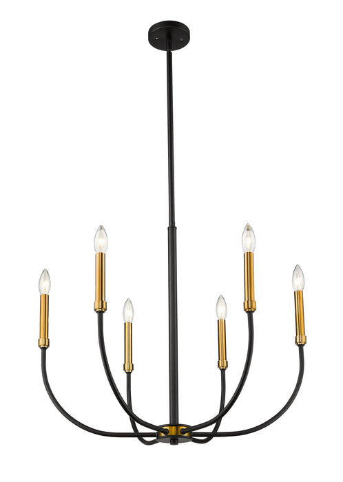 Chandelier Z-Lite 479-6MB-OBR Matte Black + Olde Brass Haylie 6 Light Chandelier Z-Lite