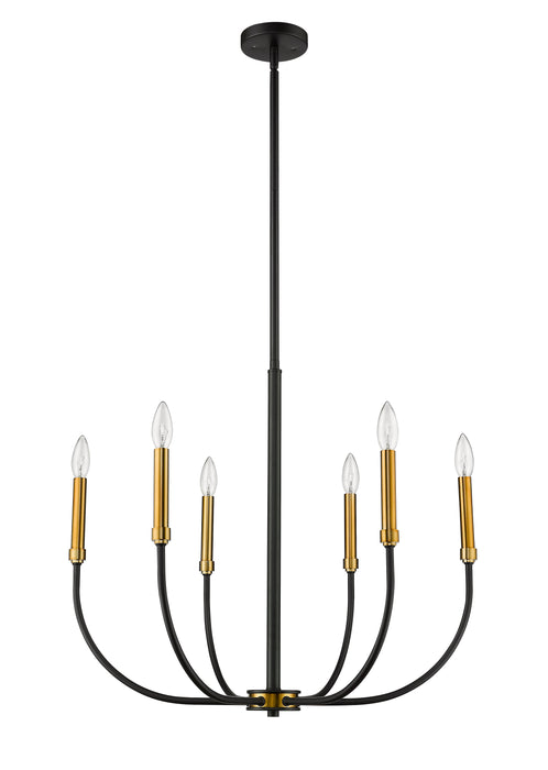 Chandelier Z-Lite 479-6MB-OBR Matte Black + Olde Brass Haylie 6 Light Chandelier Z-Lite