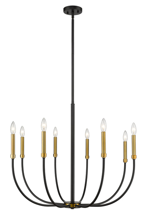 Chandelier Z-Lite 479-8MB-OBR Matte Black + Olde Brass Haylie 8 Light Chandelier Z-Lite