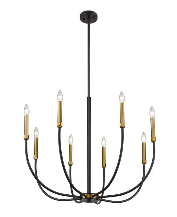 Chandelier Z-Lite 479-8MB-OBR Matte Black + Olde Brass Haylie 8 Light Chandelier Z-Lite