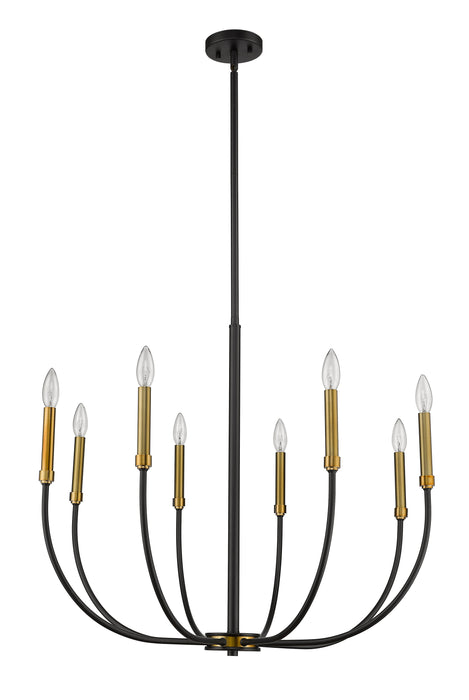 Chandelier Z-Lite 479-8MB-OBR Matte Black + Olde Brass Haylie 8 Light Chandelier Z-Lite