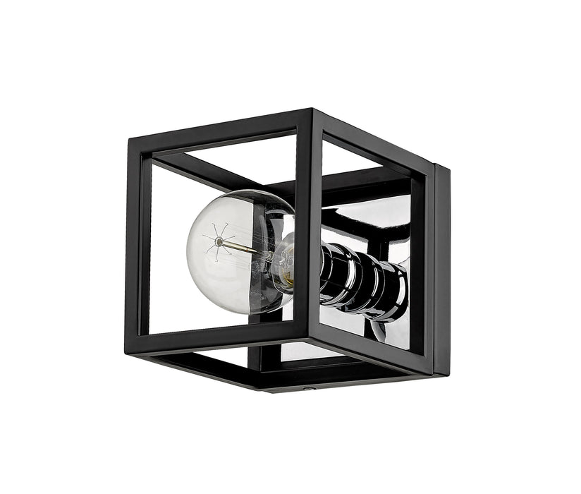 Wall Sconce Z-Lite 480-1S-MB-CH Matte Black + Chrome Kube 1 Light Wall Sconce Z-Lite