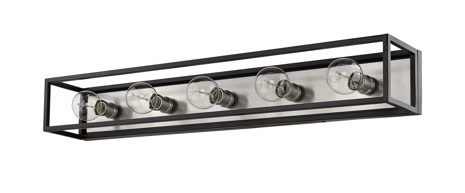 Z-Lite 480-5V-MB-BN Matte Black + Brushed Nickel Kube 5 Light Vanity ...